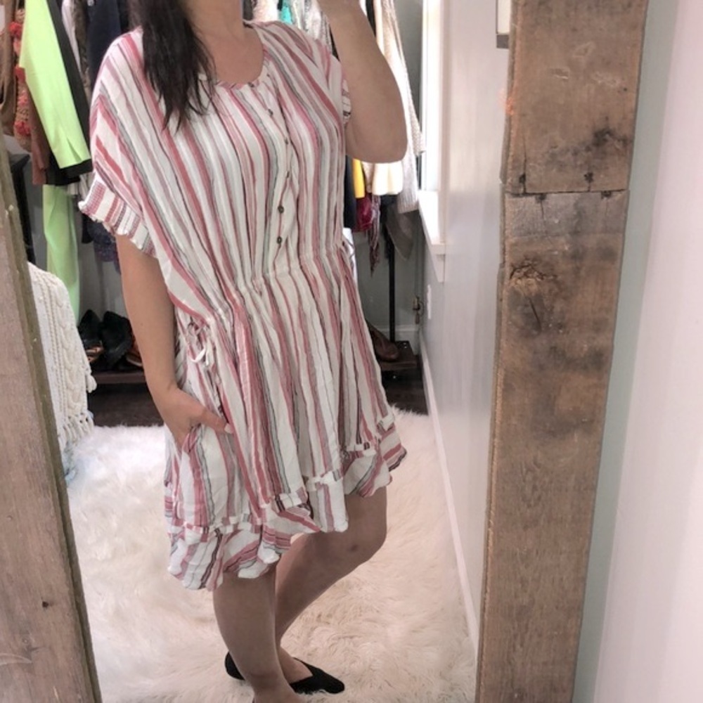 True Craft Striped Pink and White Dress